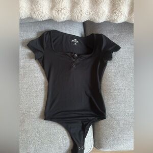Hollister Black Fitted Cap Sleeve Bodysuit